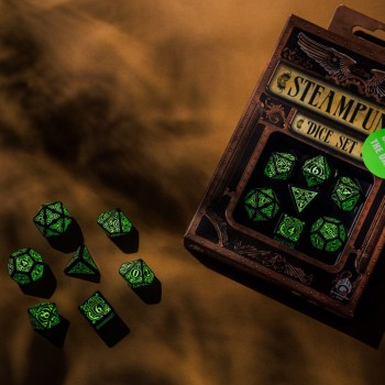 Steampunk kauliukų rinkinys juodos ir fluorescencinės spalvos